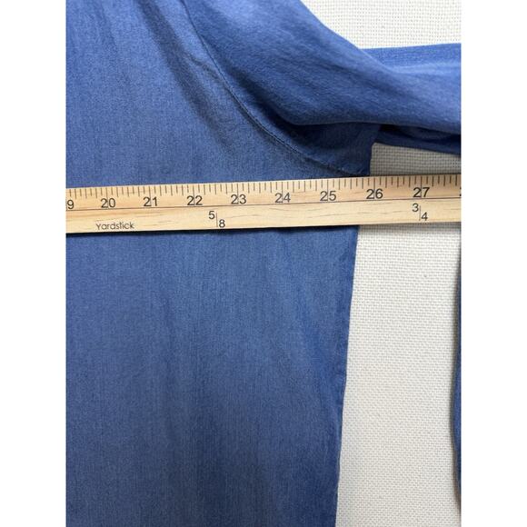 Calligraphie Women’s Blouse Top Blue Pinch Pleated Shoulders Long Sleeve Sz XL - Picture 12 of 14